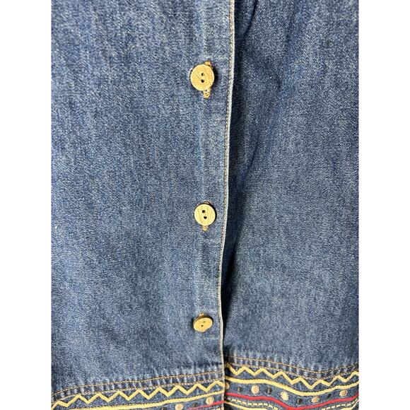 Mountain Lake Women’s Embroidered Denim Shirt Jacket Pattern Sz 2X Cottage Artsy - Picture 8 of 14